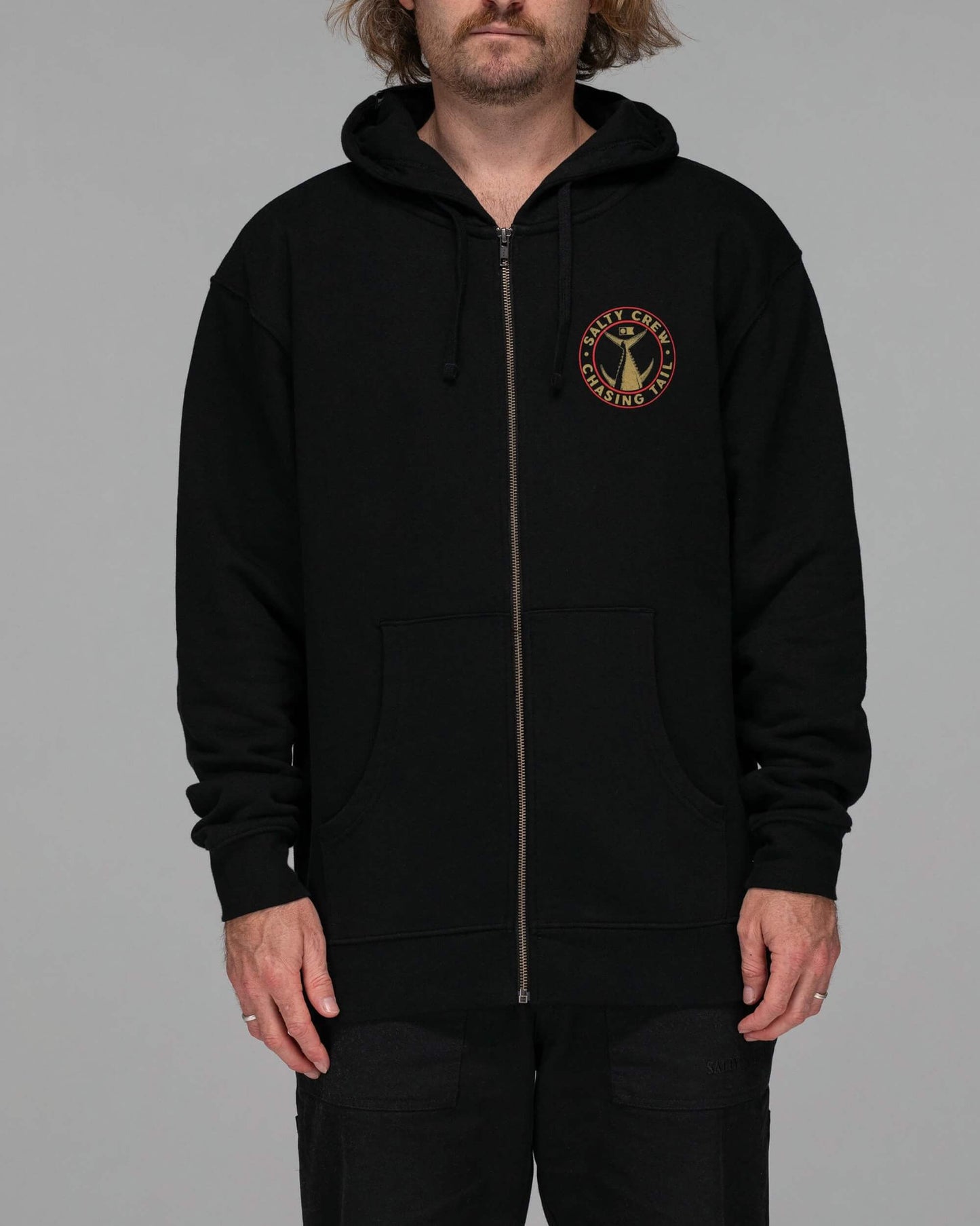 Salty crew FLEECE STANDARD Tailgate Zip Hood Fleece - Black in Black