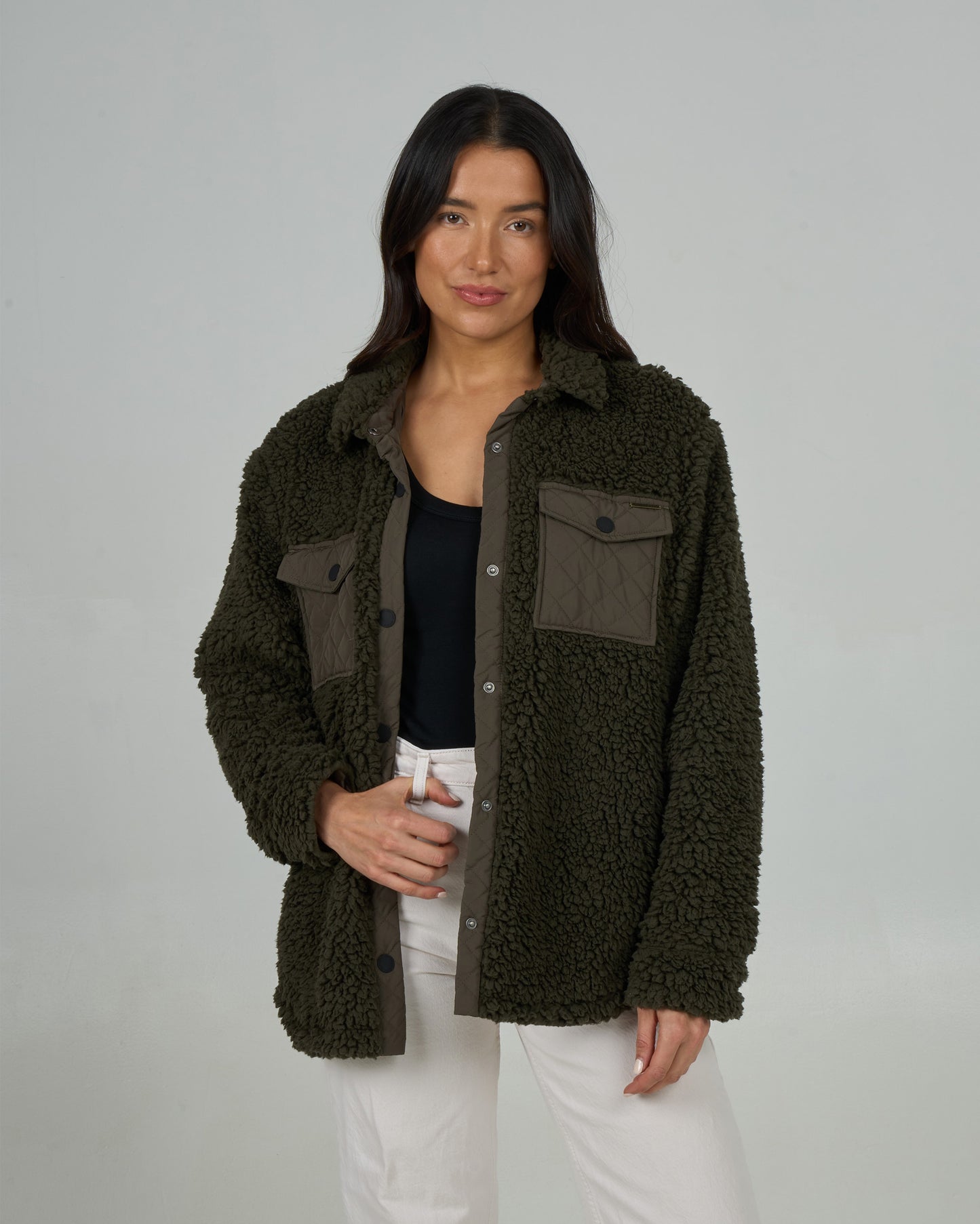 Calm Seas Shacket - Dark Olive