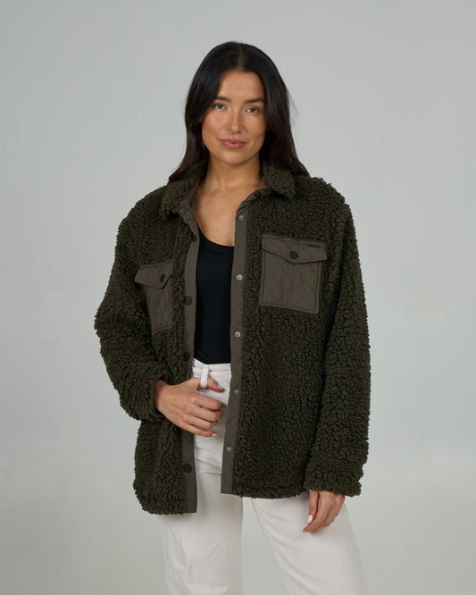 Calm Seas Shacket - Dark Olive