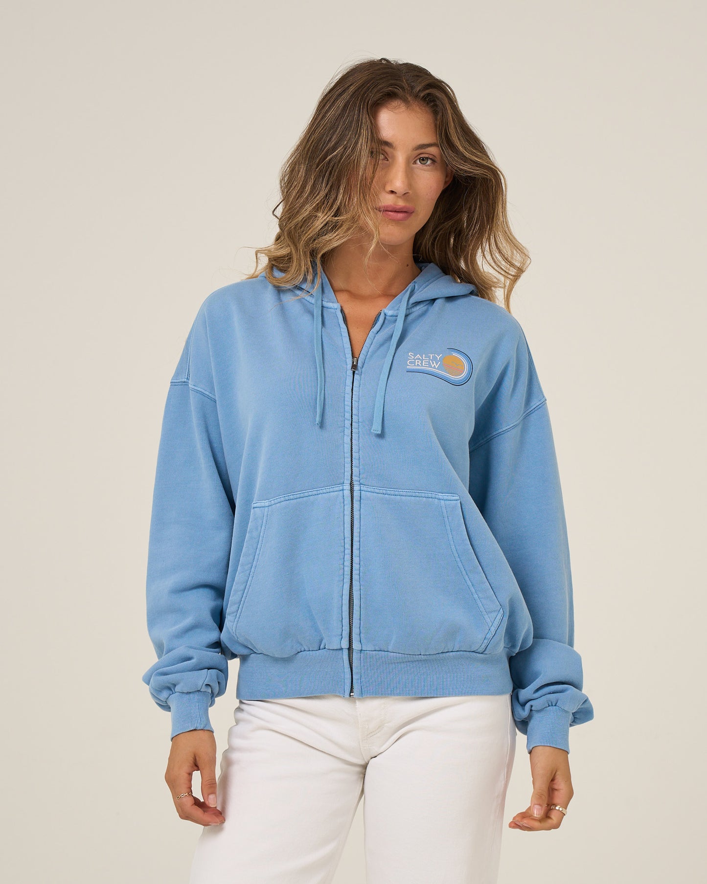 Ombre Wave Hooded Zip - Ash Blue