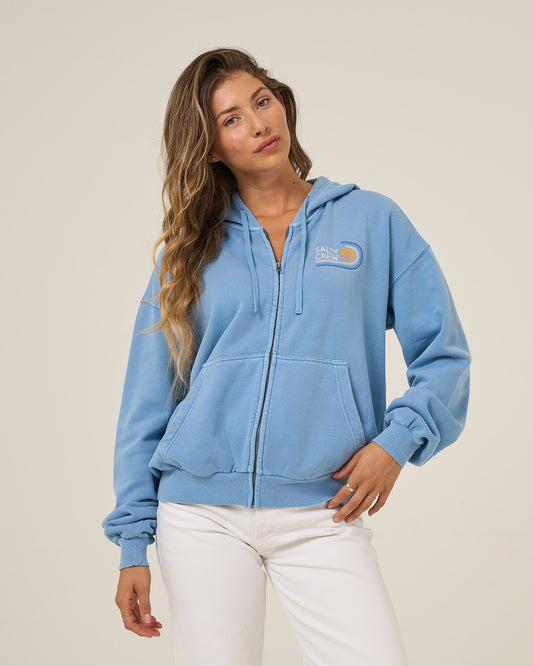 Ombre Wave Hooded Zip - Ash Blue