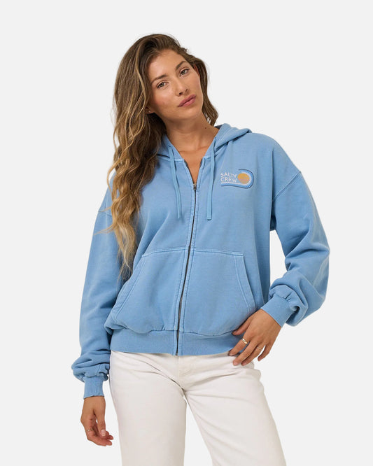 Ombre Wave Hooded Zip - Ash Blue