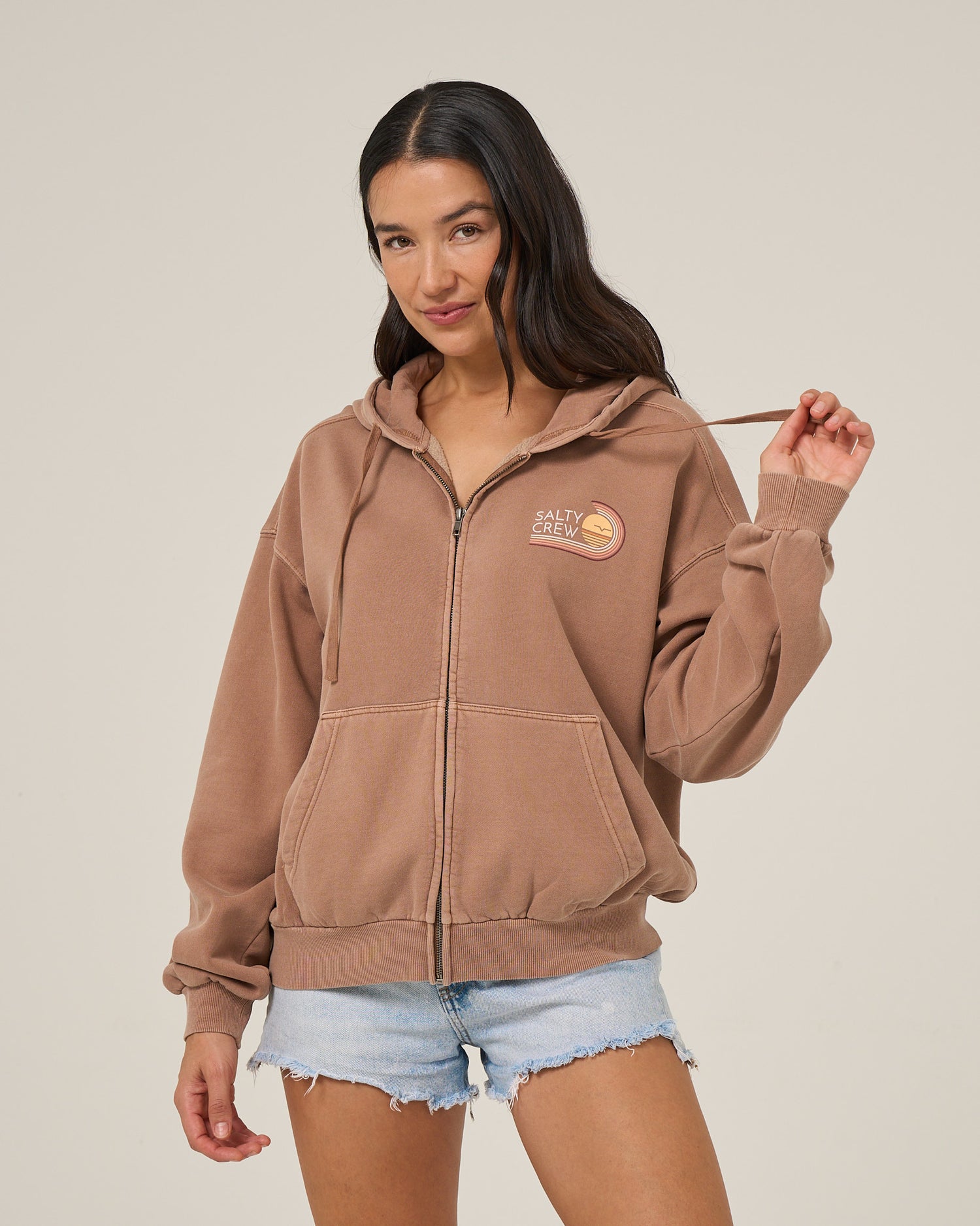 Ombre Wave Hooded Zip - Mocha