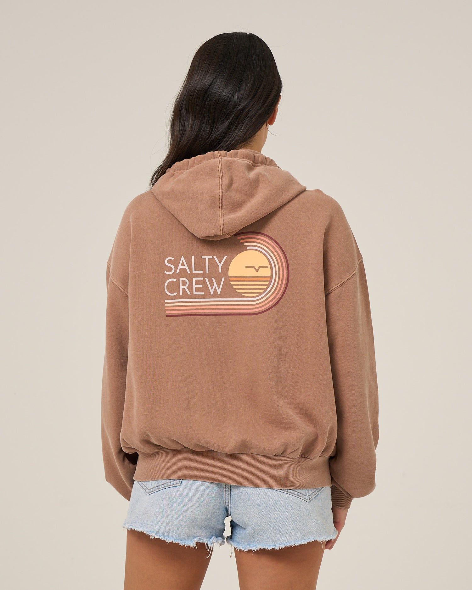 Ombre Wave Hooded Zip - Mocha