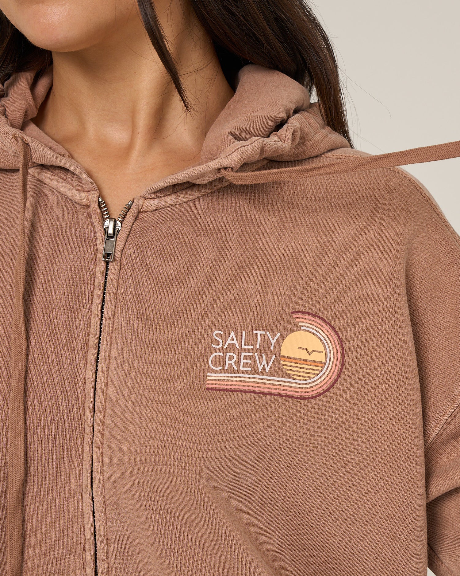 Ombre Wave Hooded Zip - Mocha