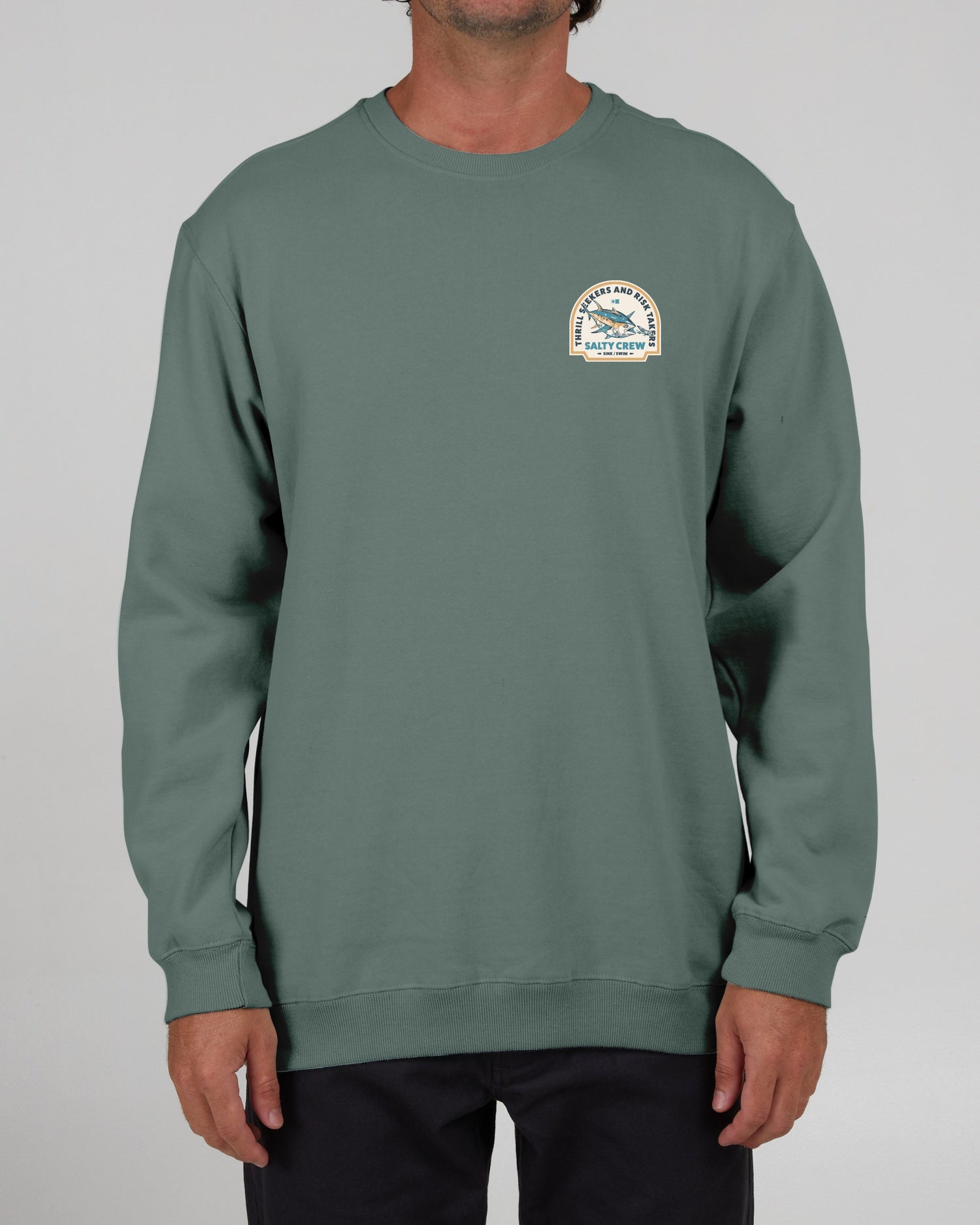 Salty Crew Heren - Chaser Vintage Crew Fleece - Pigment Moss