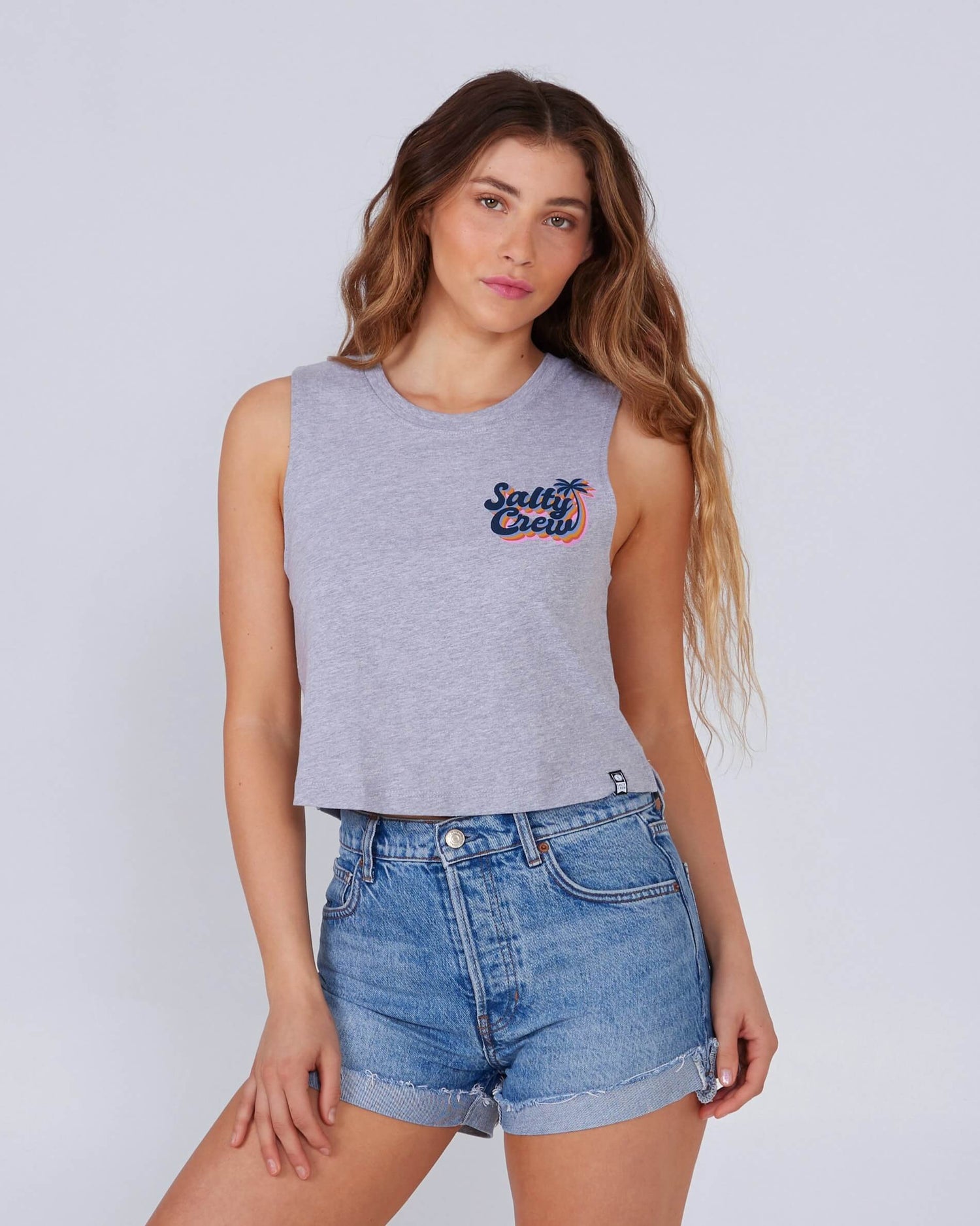 Salty Crew Dames - Salty Seventies Cropped Tank - Athletic Heather