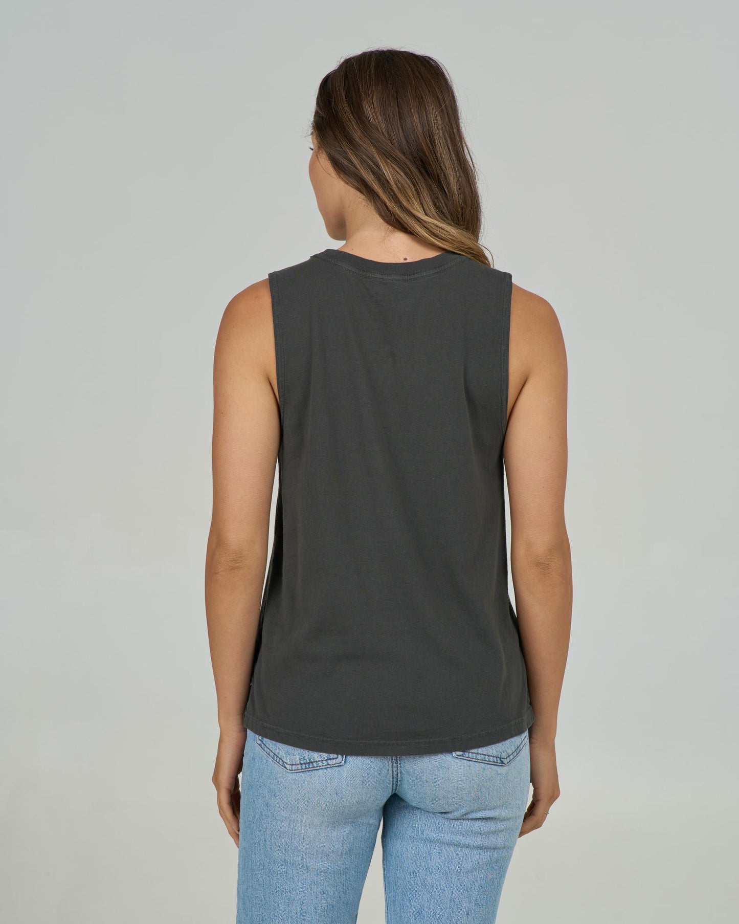 Keyhole Muscle Tank - Charcoal