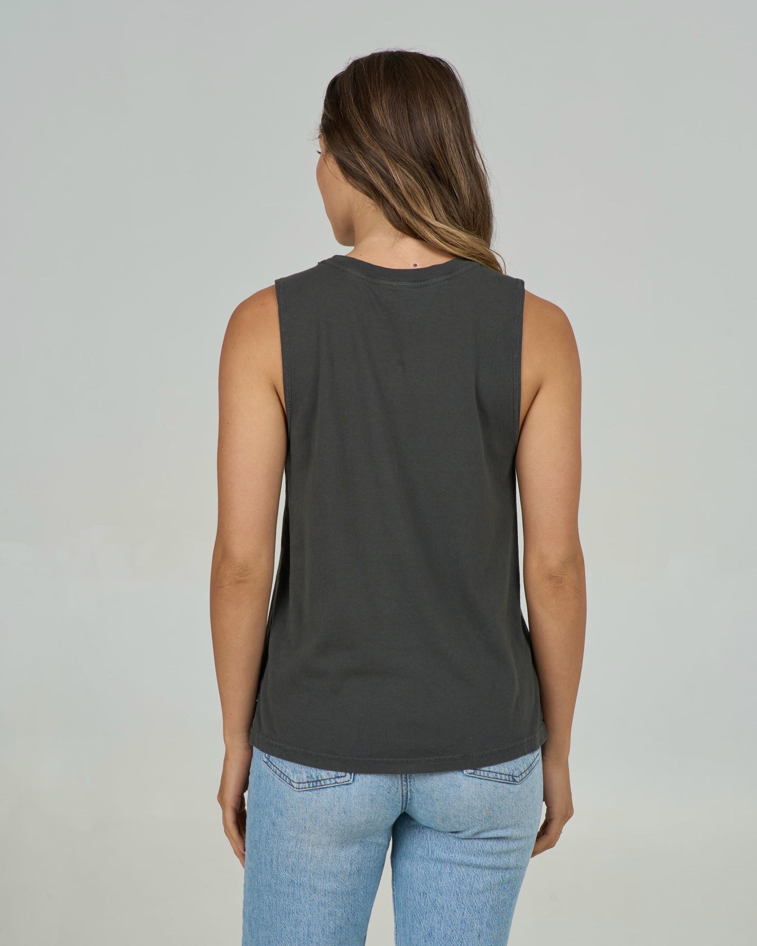 Keyhole Muscle Tank - Charcoal