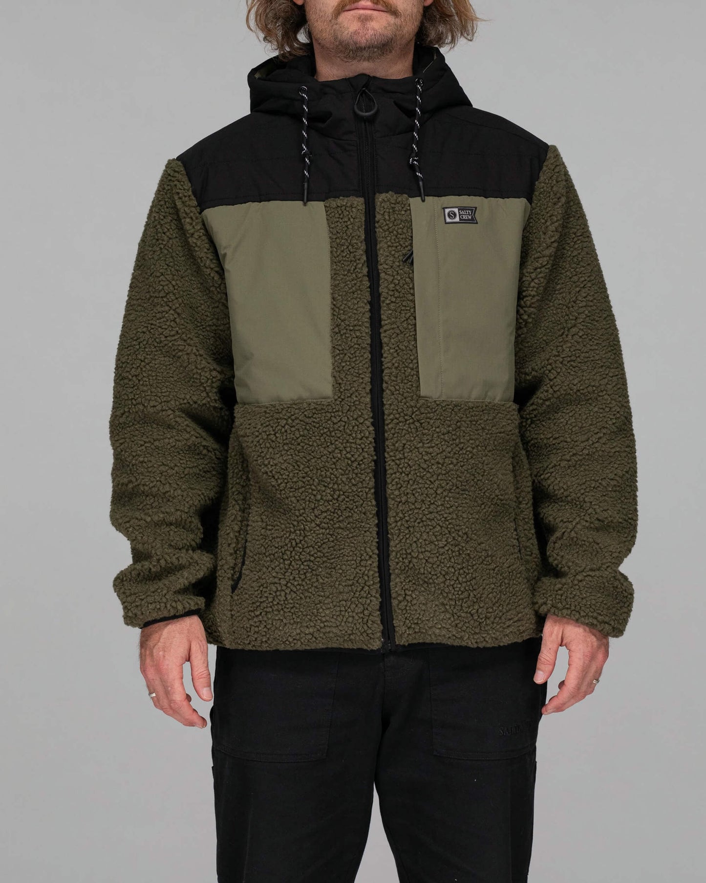 Salty crew JACKETS Kodiak High Pile Sherpa Jacket - Olive in Olive