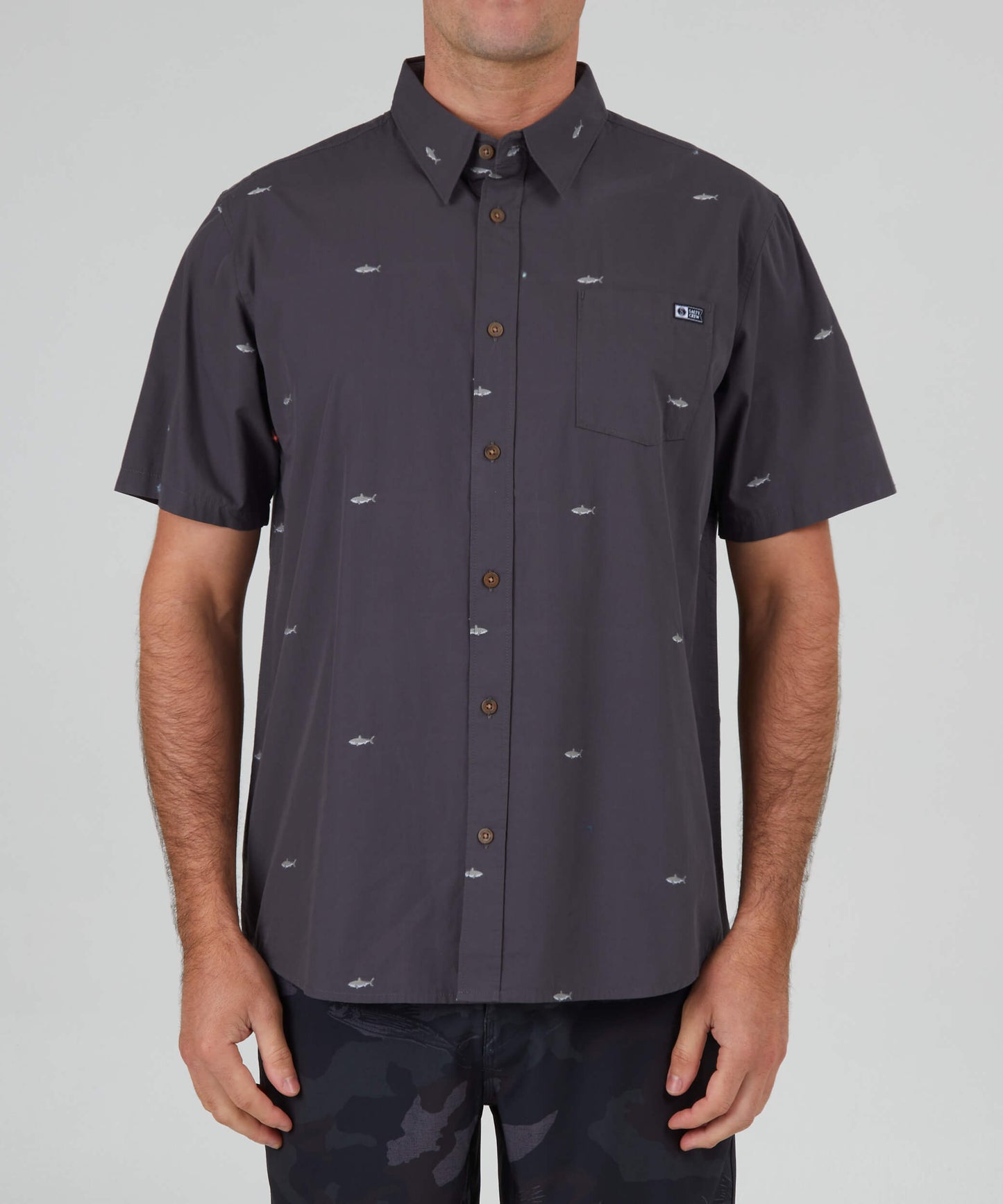 Salty crew WOVEN SHIRTS Bruce S/S Woven - Charcoal in Charcoal