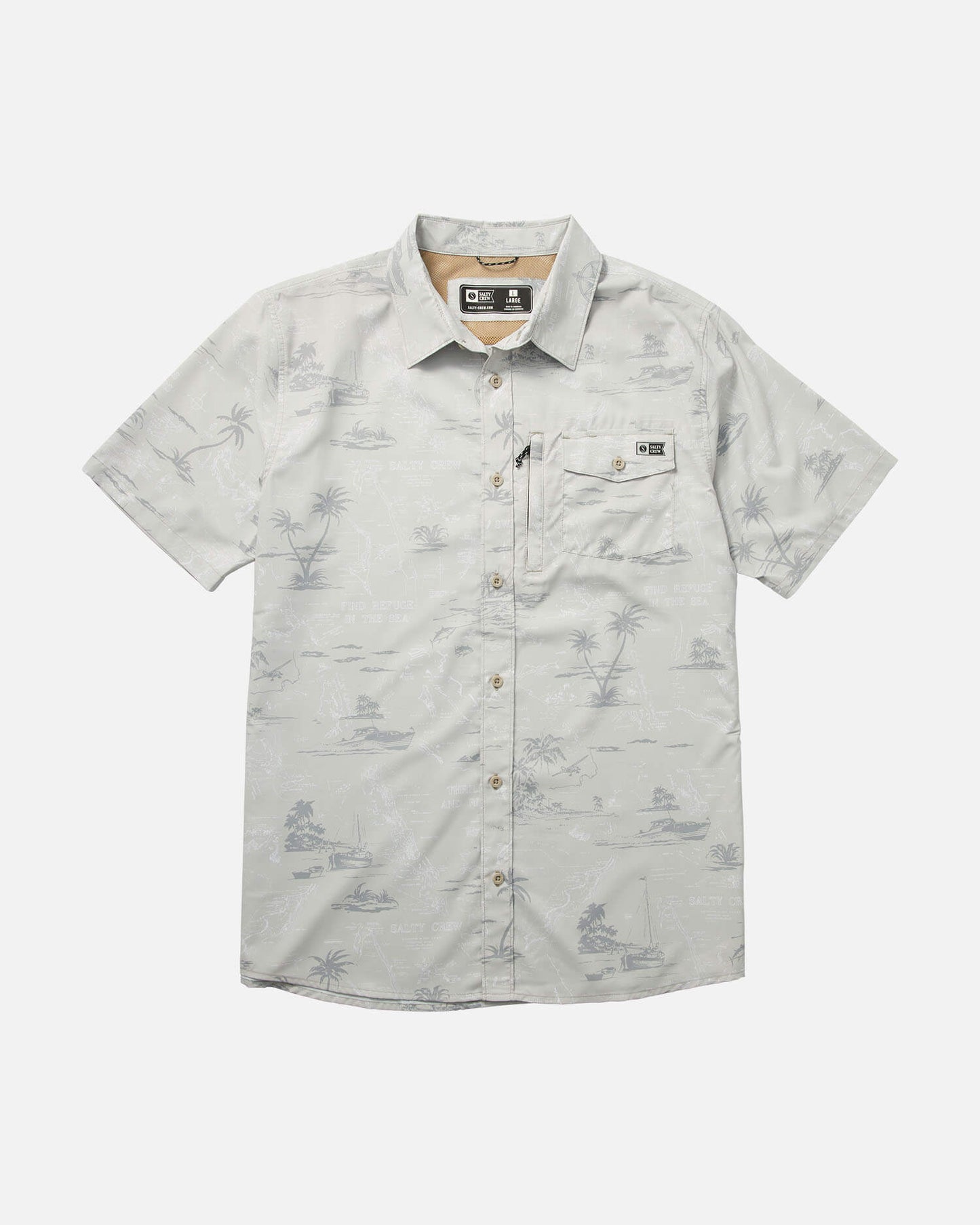 Salty Crew Heren - Seafarer S/S Tech Woven - Lichtgrijs