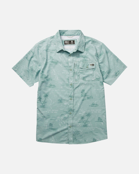 Salty Crew Heren - Seafarer S/S Tech Woven - Makreel