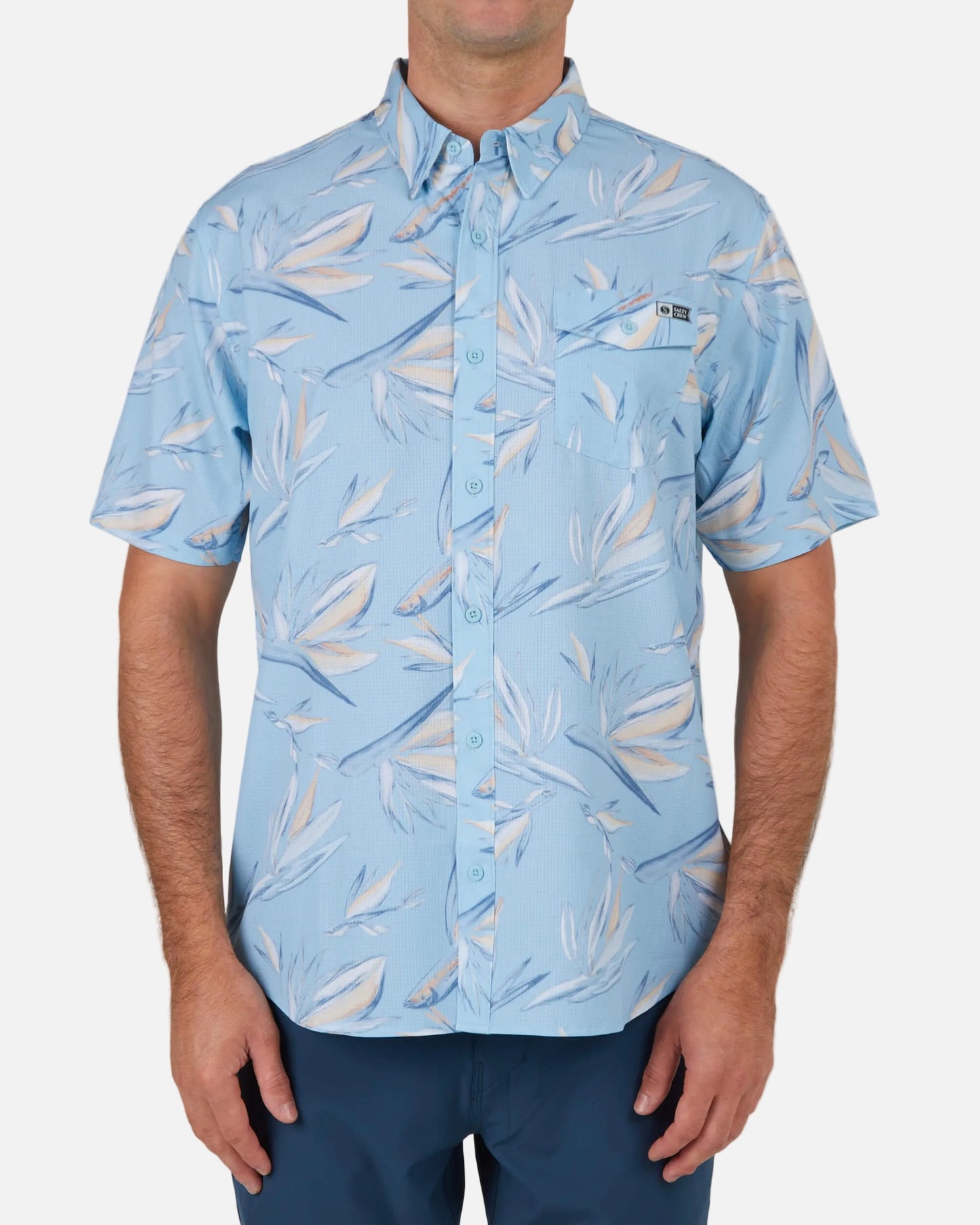 Floral Flyer Ss Tech Woven - Light Blue
