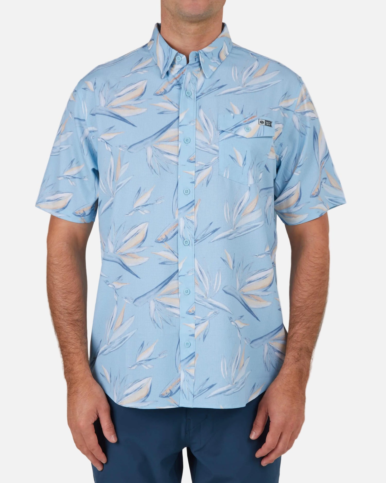 Floral Flyer Ss Tech Woven - Light Blue