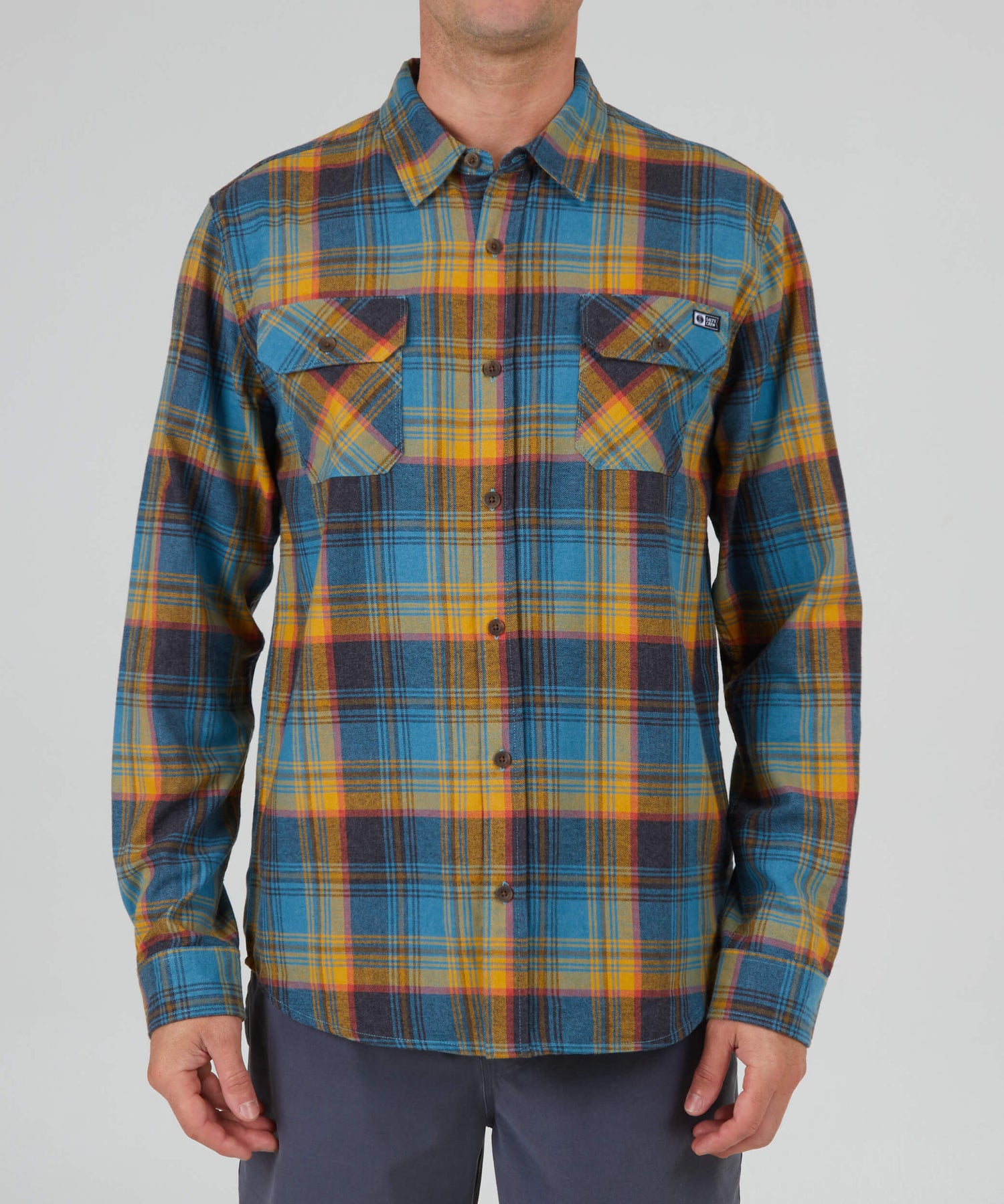 Salty crew WOVEN SHIRTS Frothing Flannel - Slate/Gold in Slate/Gold