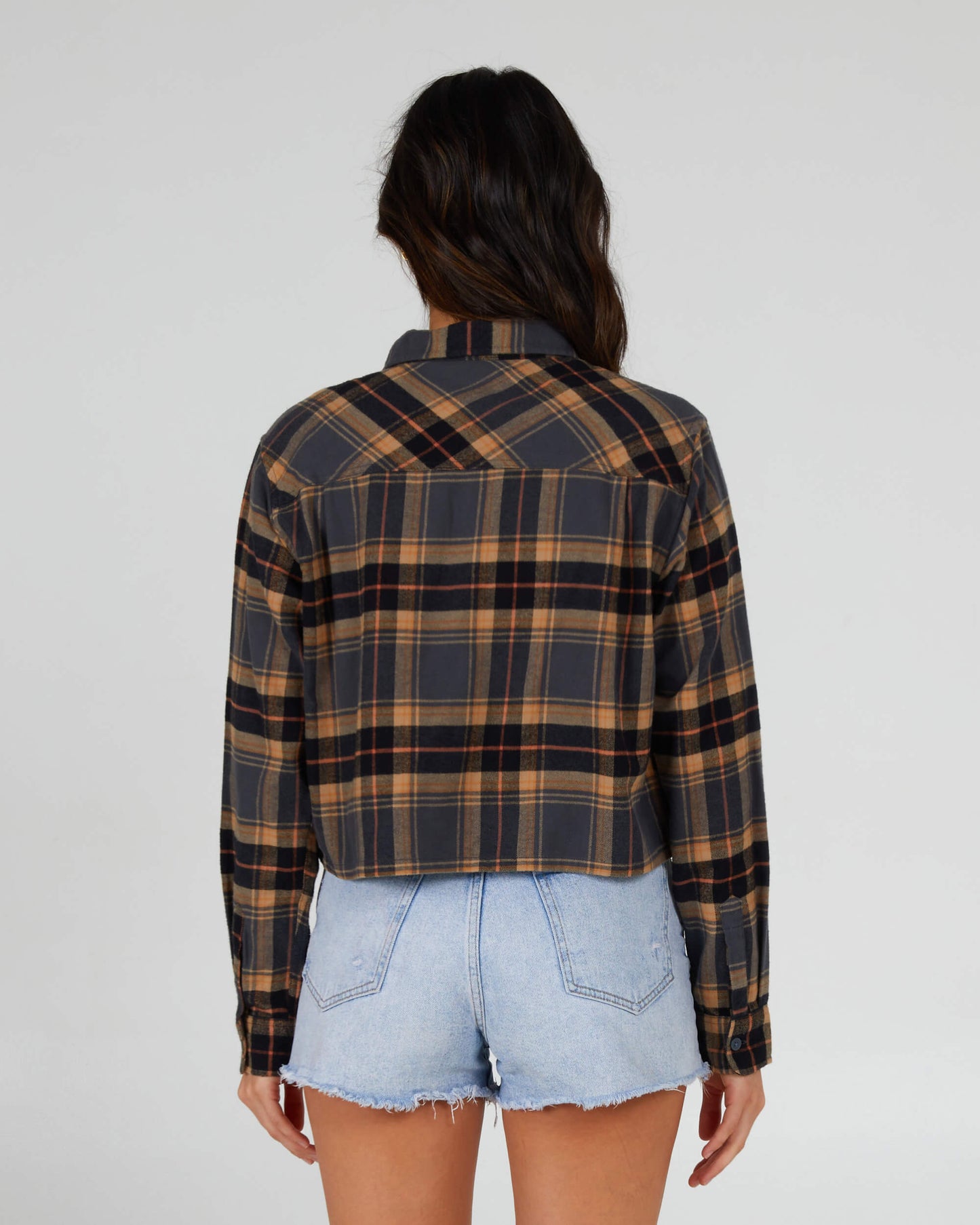 Salty Crew Dames - Stay Golden Crop Flannel - Eeuwenoud Charcoal