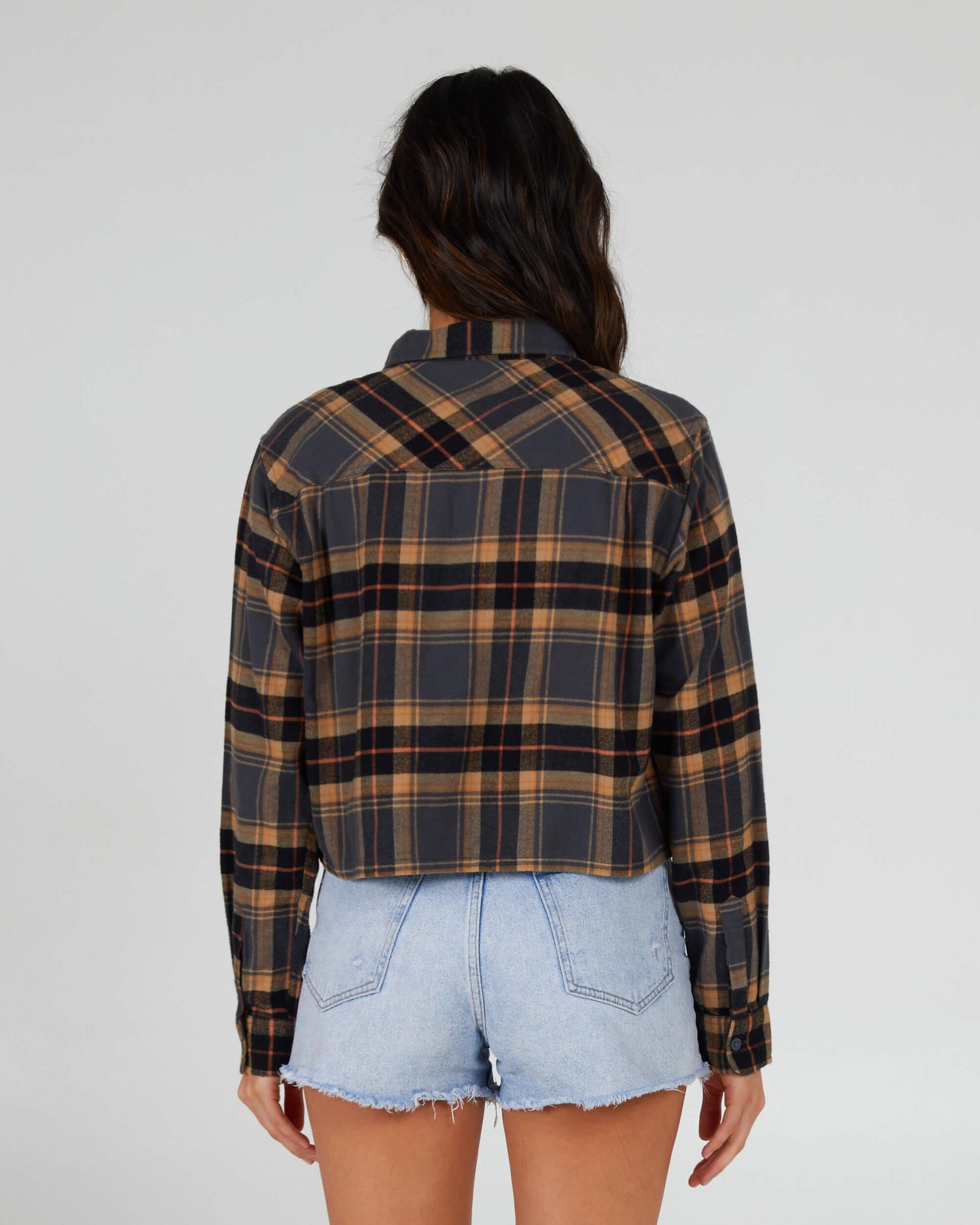 Salty Crew Mujer - Stay Golden Crop Flannel - Charcoal