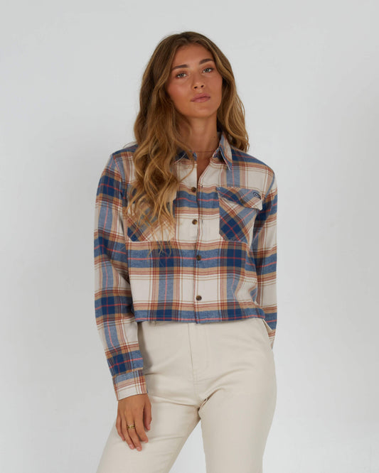 Salty Crew Dames - Stay Golden Crop Flannel - Natuurlijk