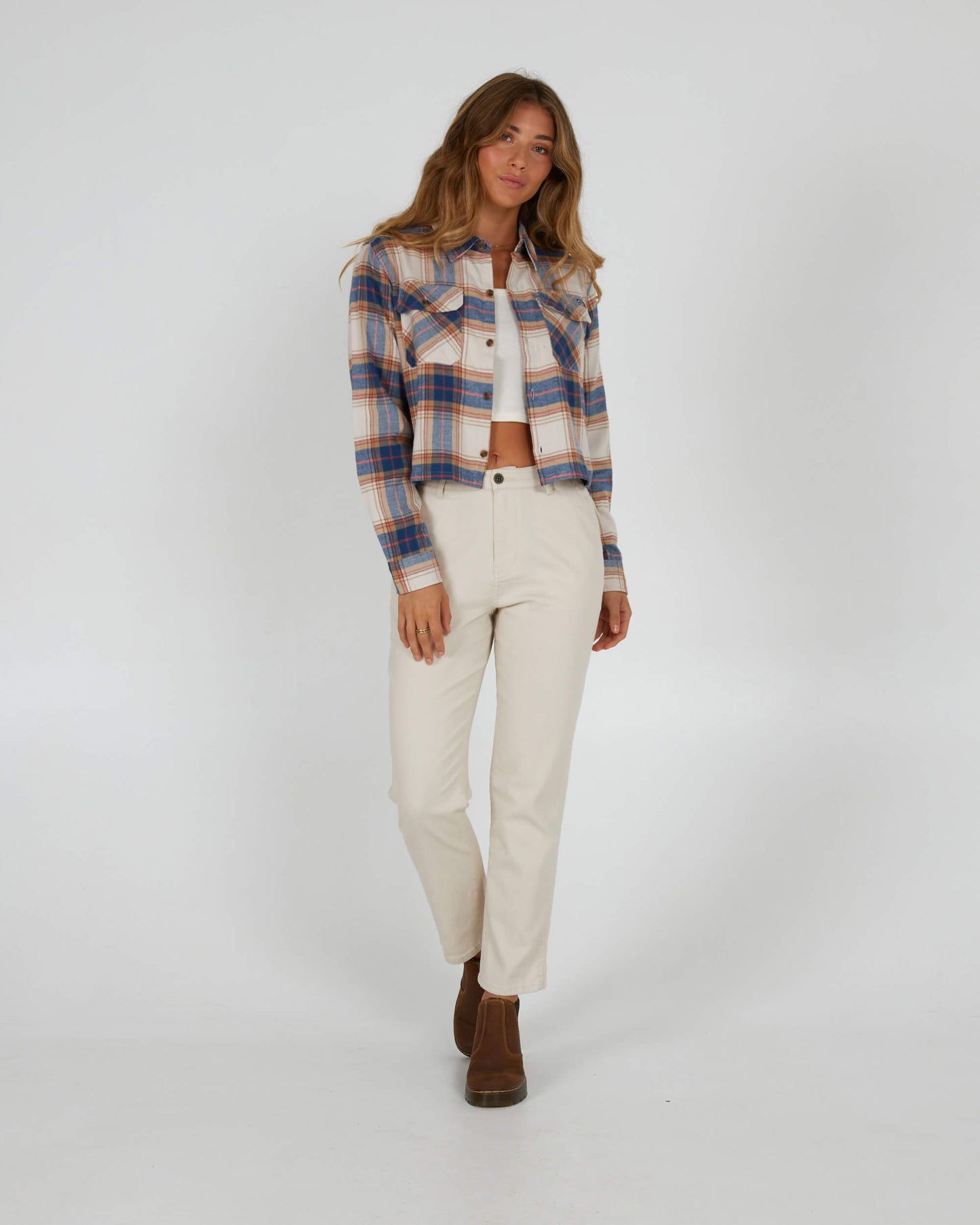 Salty Crew Dames - Stay Golden Crop Flannel - Natuurlijk