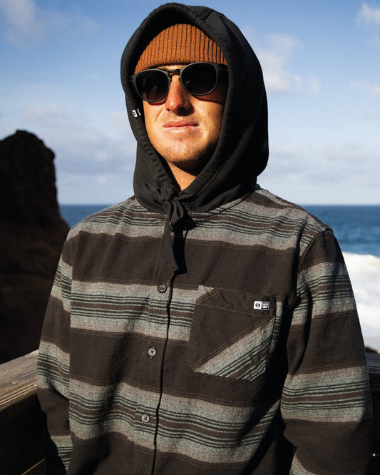 Outback Hooded L/S Flannel - Coal