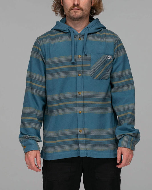 Salty crew WOVEN SHIRTS Outback Hooded L/S Flannel - Steel Blue in Steel Blue