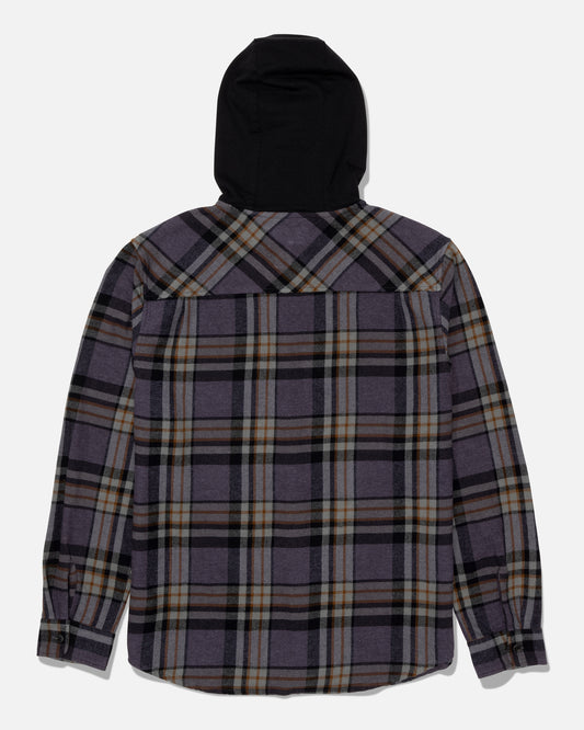 Whitewash Hooded Flannel - Dark Grey