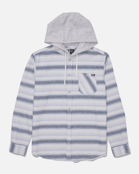 Whitewash Hooded Flannel - Harbor Grey