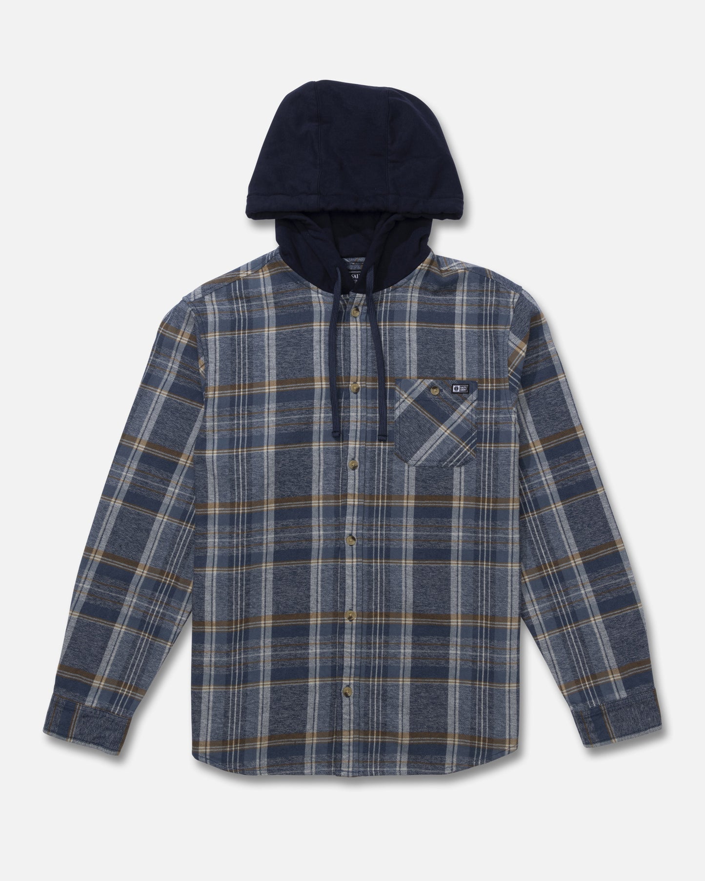 Whitewash Hooded Flannel - Midnight Navy