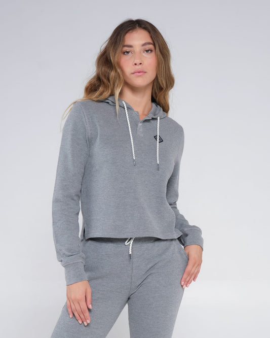 Salty Crew Mujer - Tippet Henley Sudadera con capucha - Heather Gris