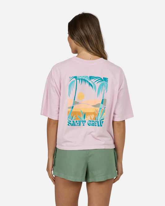 Travel Far Skimmer Tee - Pink Skies