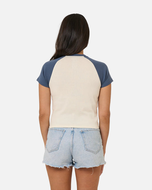 Drive To The Sea Raglan T - Indigo