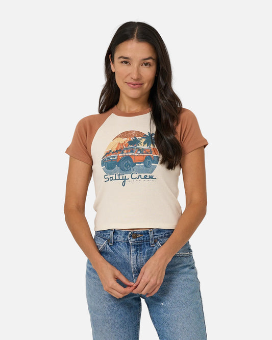 Drive To The Sea Raglan T - Mocha