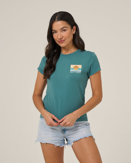 Retro Wave Modern Tee - Teal