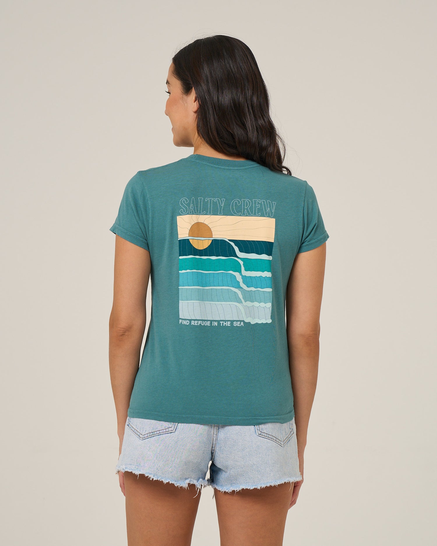Retro Wave Modern Tee - Teal