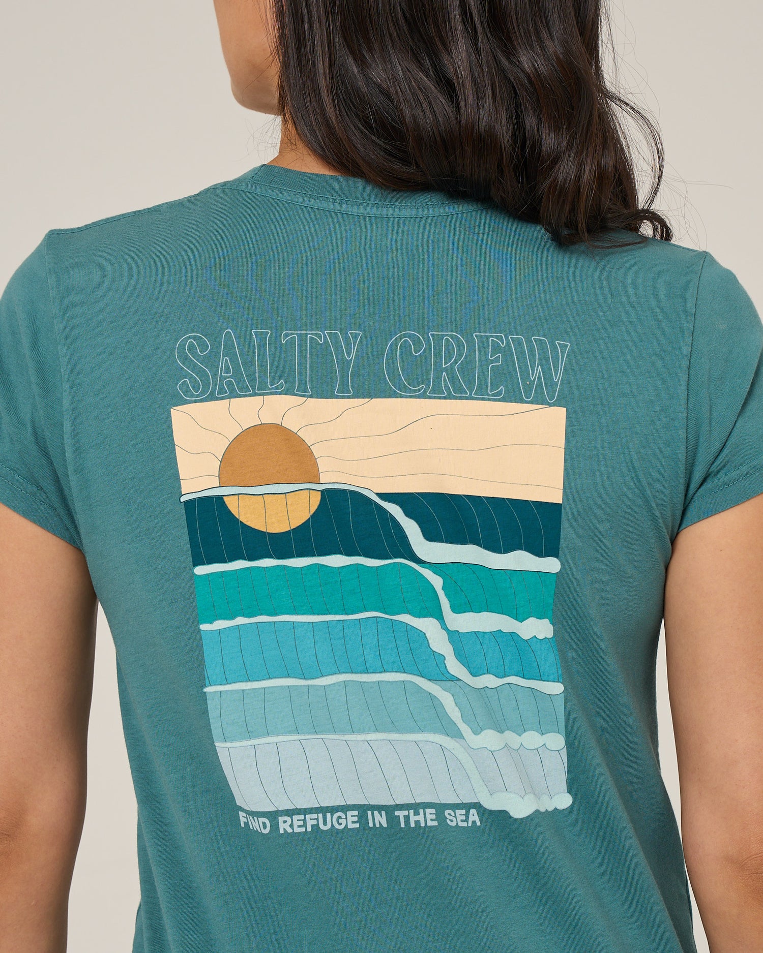 Retro Wave Modern Tee - Teal