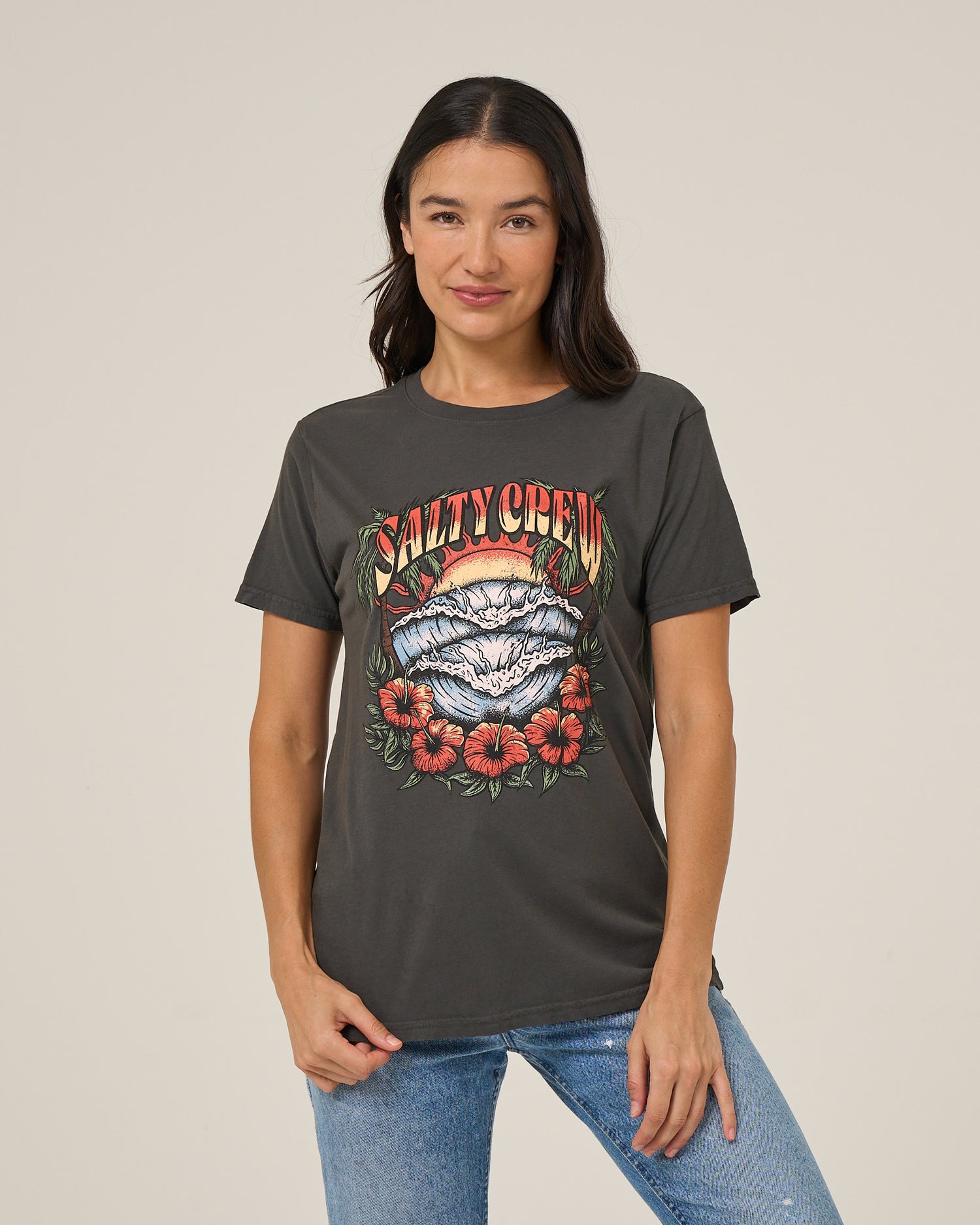 Sc Tour Bf Tee - Charcoal