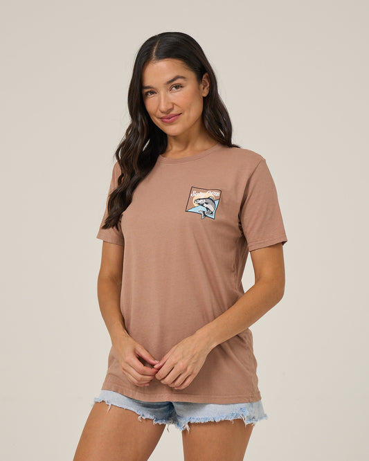 Fish Stamp Bf Tee - Mocha