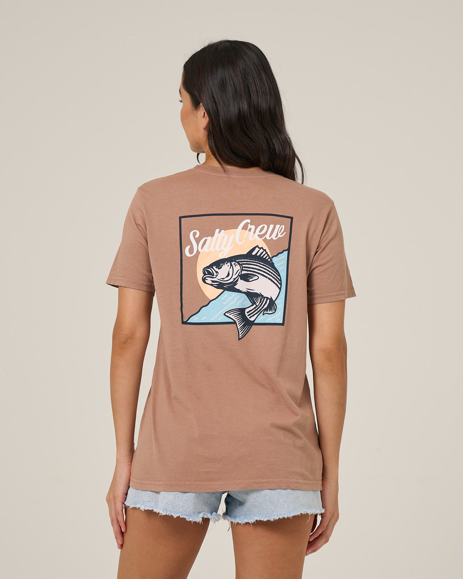 Fish Stamp Bf Tee - Mocha
