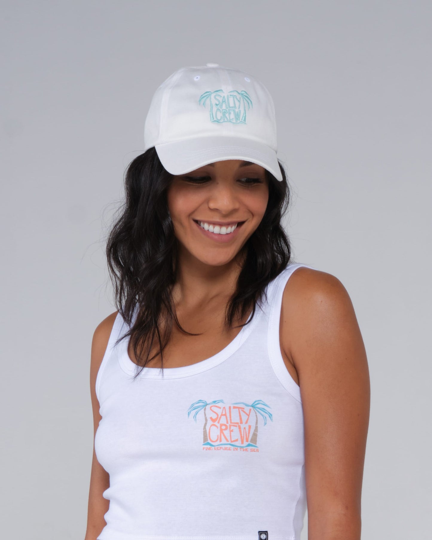 Salty crew HATS POSTCARD DAD HAT - White in White