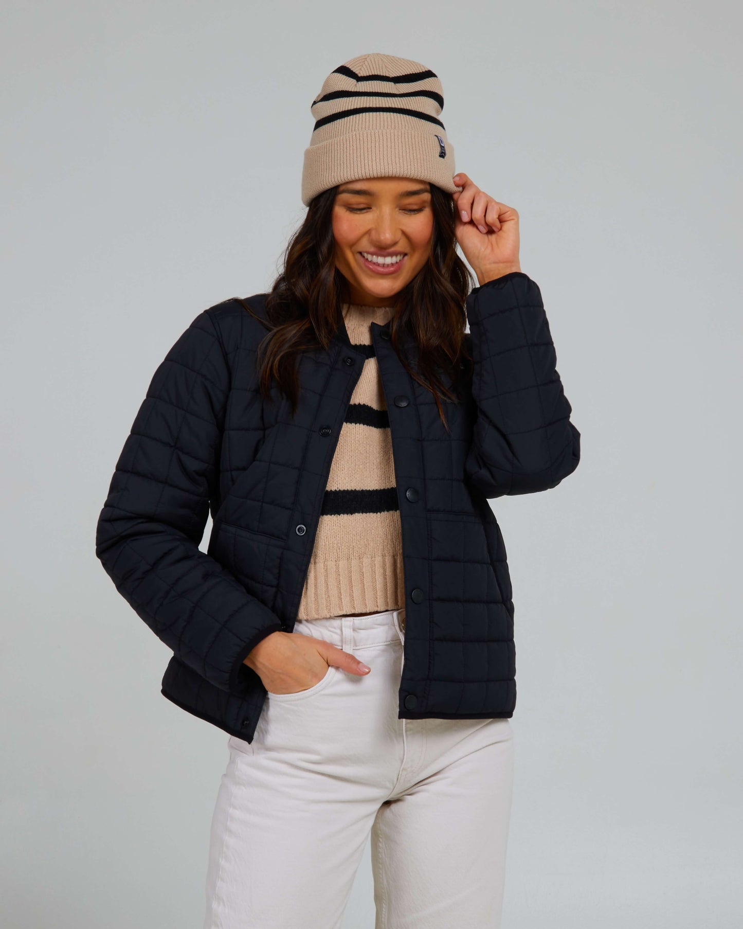 Salty Crew Mulher - Lighthouse Beanie - Oatmeal/Black