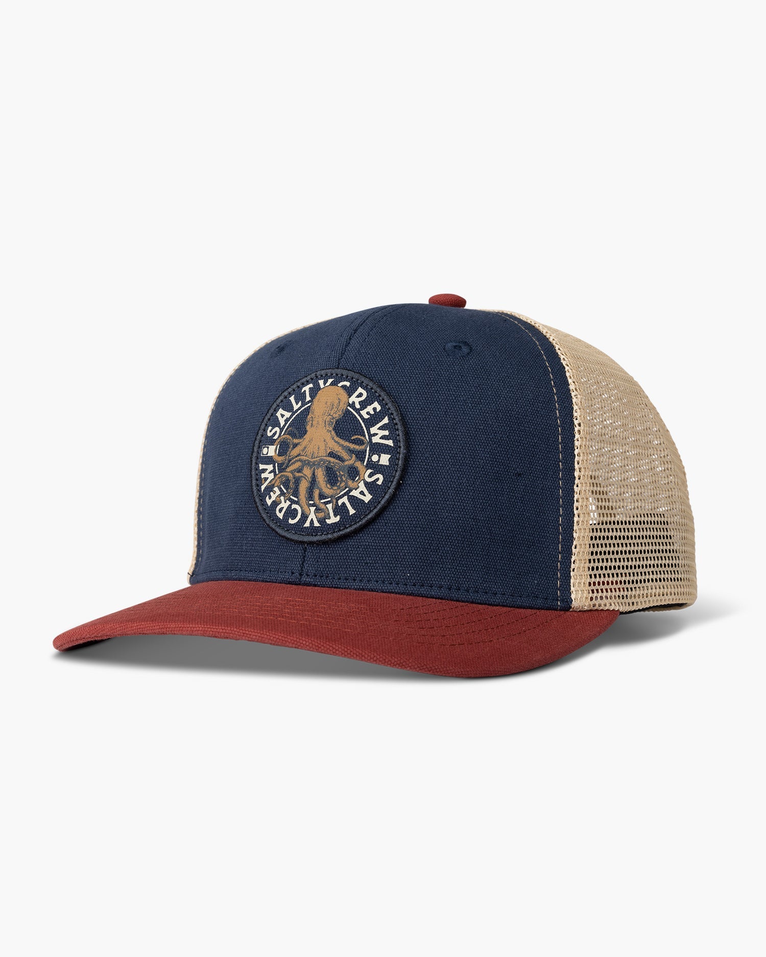 Frontansicht von Tentacles Navy/Burgundy Retro Trucker