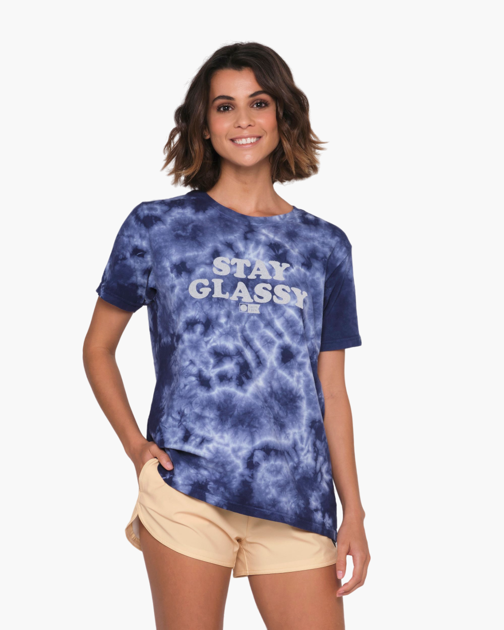 Stay Glassy Boyfriend Z/Z Tee - Navy Tie Dye