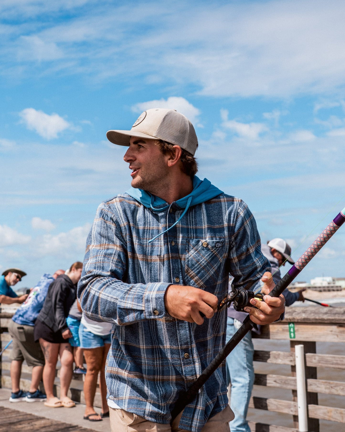Whitewash Hooded Flannel - Midnight Navy
