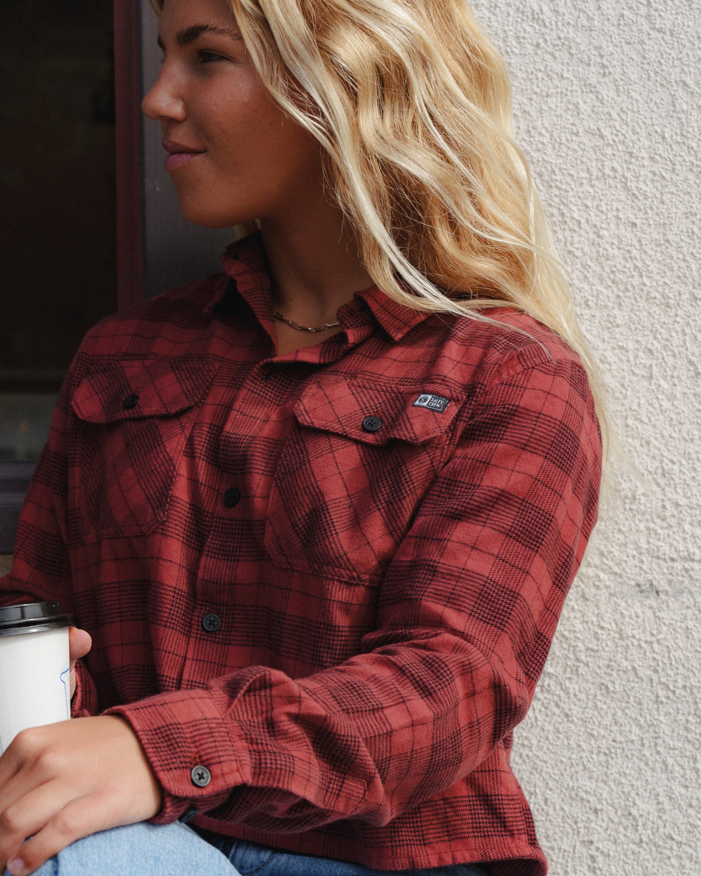 STAY GOLDEN CROP FLANNEL - Gebakken appel