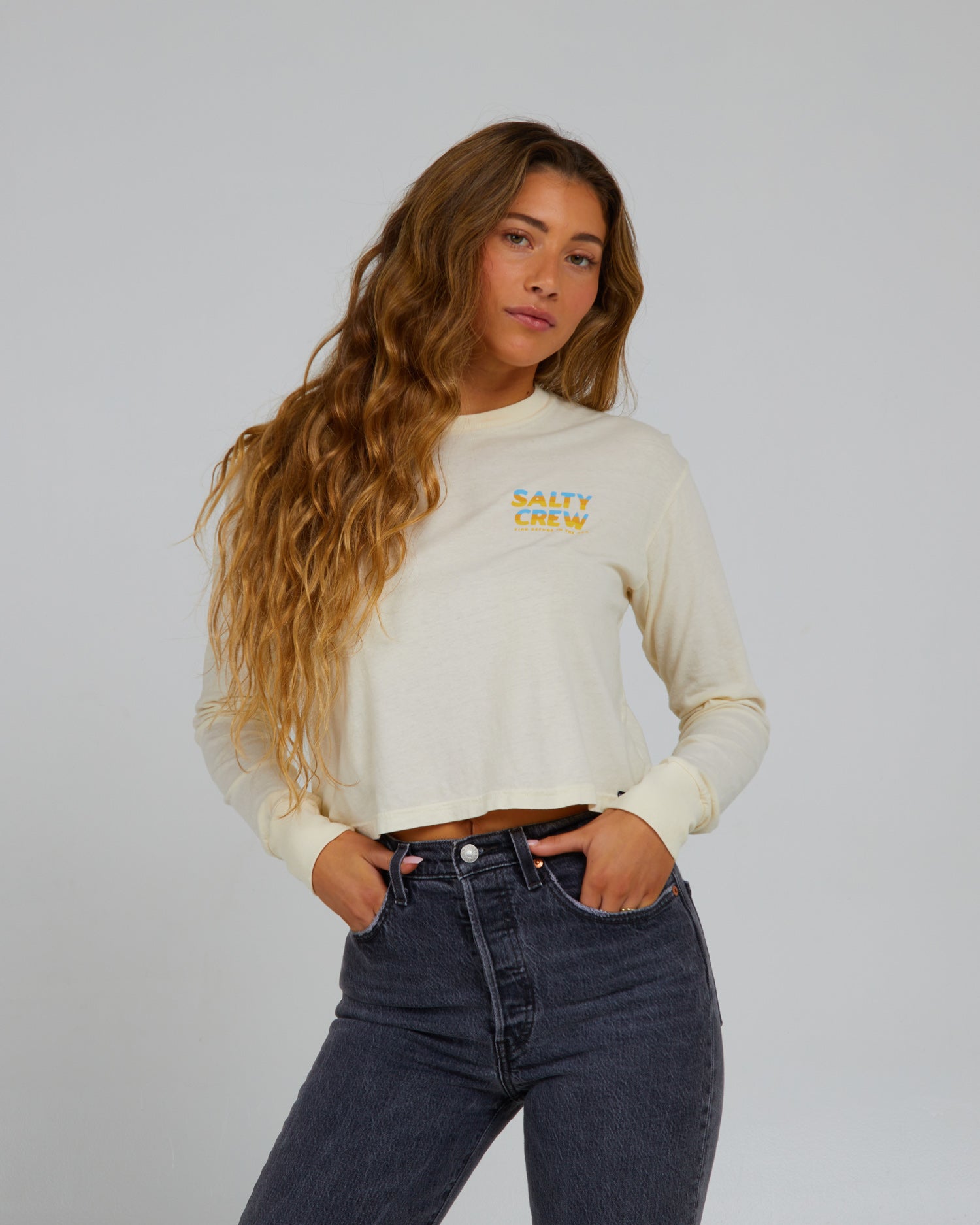 Vue de face de Boardwalk Off White L/S Crop