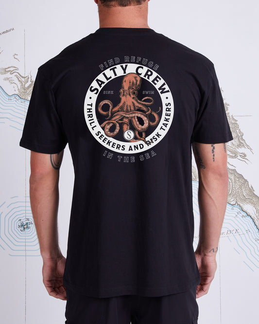 Salty crew Men's Tees Deep Reach Black S/S Tee in Black