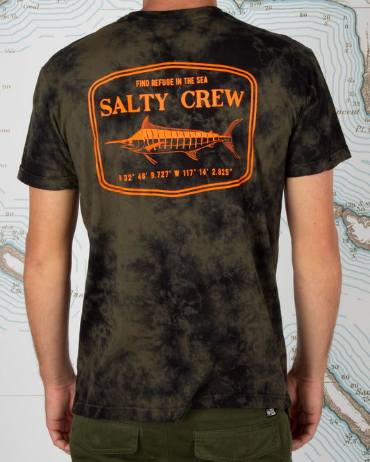 Salty Crew Camisetas de hombre Stealth Tie Dye Premium Tee en BLACK