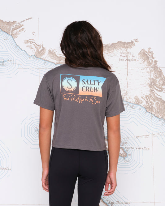 Salty Crew Frauen-T-Shirts ALPHA GRADIENT SKIMMER TEE in Charcoal