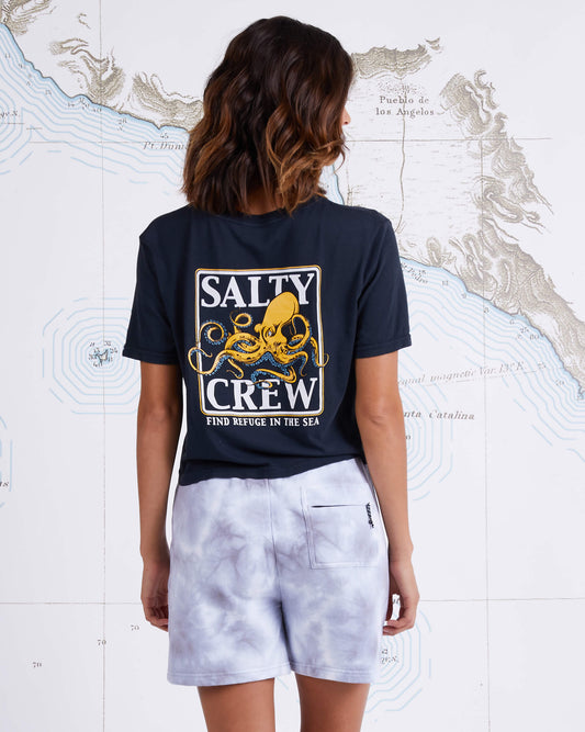 Salty crew T-shirts pour femmes Ink Slinger Faded Black  Crop Tee dans Faded Black